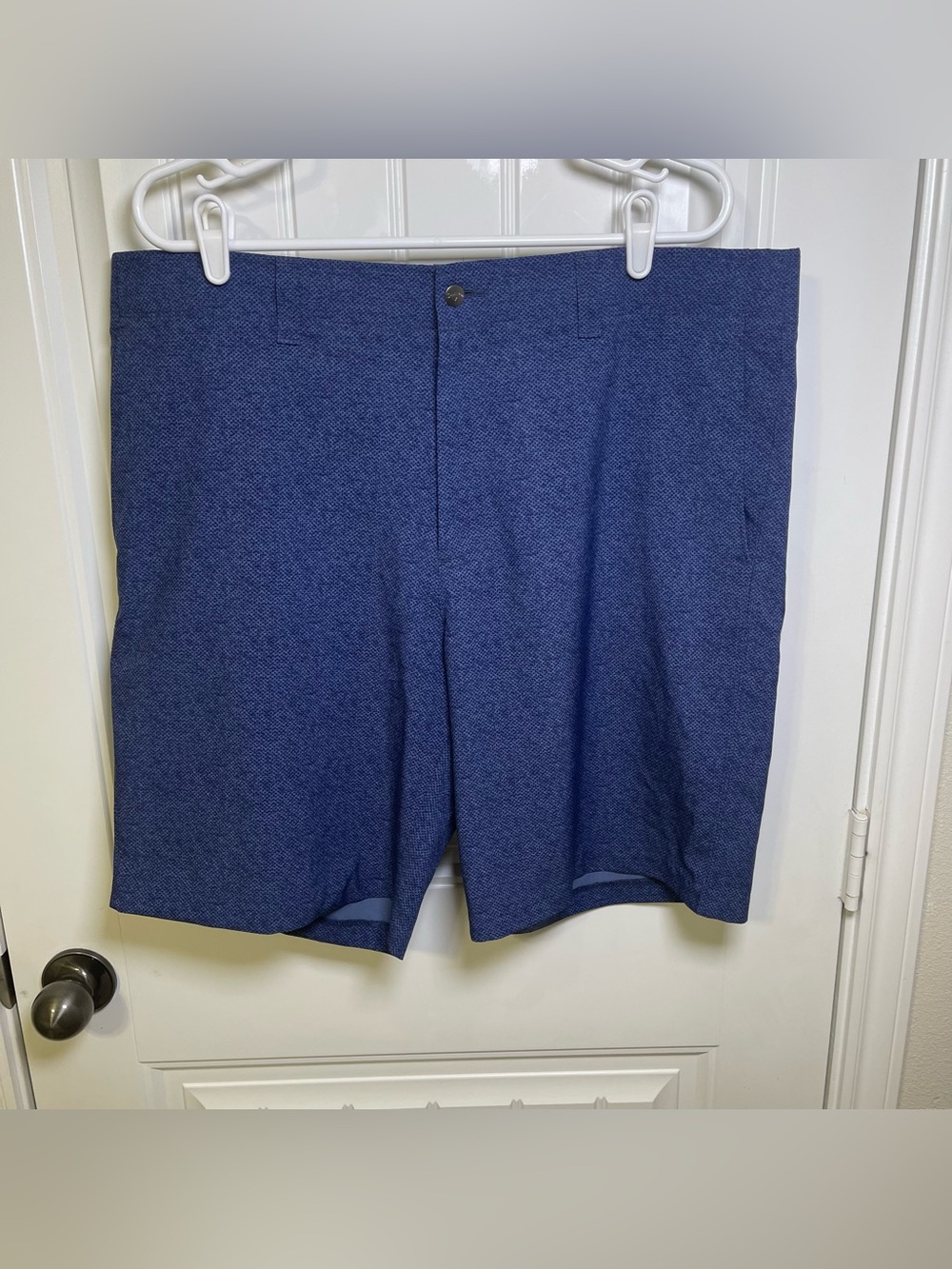 Callaway Men's 38 Textured Blue Flat Front Golf Shorts Stretch Wicking Active